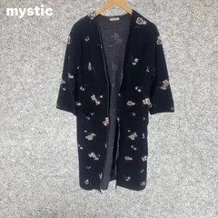 mystic 花柄刺繍 ニットロングカーディガン Fサイズ