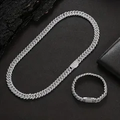 ネックレス ブレスレット 2点セット ヒップホップ ラインストーン チタン メンズ カップル ショート ブレスレット キューバチェーン ファッション アクセント アクセサリー B系 ストリート おしゃれ