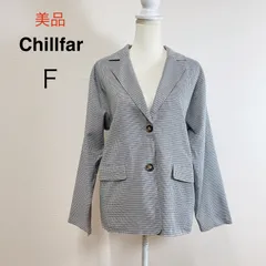 美品 Chillfar ガンクラブチェックテーラードシャツジャケット テーラードジャケット チェック柄 ゆったり きれいめ オフィスカジュアル 大人カジュアル グレー F