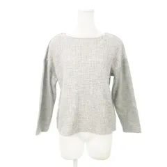 ガリャルダガランテ GALLARDAGALANTE especial カットソー ニットソー Vネック 長袖 ウール混 ワッフル編み 切替 Vバック ストレッチ ふわふわ F グレー /MN5