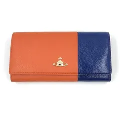 【中古】vivienne westwood 69VV237 チェーンショルダー ロングウォレット オレンジ×ブルー　ヴィヴィアンウエストウッド[24][240024530304]