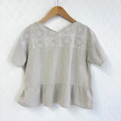 Samansa Mos2 刺繍入り半袖プルオーバーブラウス