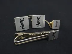 YVESSAINTLAURENT イヴサンローラン ヴィンテージ タイピン タイチェーン カフスボタン 3点セット シルバー系×ゴールド系 DK7297