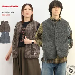 Vincent et Mireille ヴァンソンエミレイユ ミックス ノーカラー ボアベスト ( VM252BL25140 ) バンソンエミレイユ ジャケット レディース 秋冬 ノーカラー 軽い あったか ふわもこ アウター ナチュラル おしゃれ 防寒のサムネイル