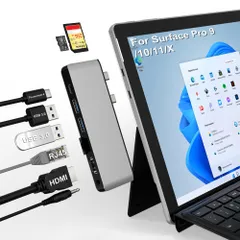 新品 Surface Pro 9/10/11/X USB ハブ 4K HDMI、USB-C Thunderbolt 4 (8K@30Hz ディスプレイ+40Gデータ+100W充電)、100M LAN、2xUSB3.0、SD TFカードスロット 3.5 mmオ