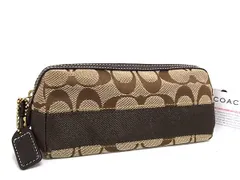 ■美品■ COACH コーチ 40025 シグネチャー キャンバス×レザー ポーチ マルチケース 小物入れ レディース ブラウン系 DK7545