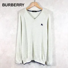 BURBERRY BLACK LABEL バーバリーブラックレーベル ホースロゴ刺繍 Vネック リネン 麻 100% 長袖 ニット