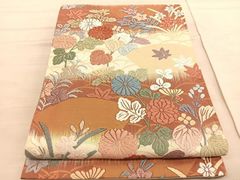 最終価格 帯6947 ○北尾織物匠謹製 能衣牡丹文 高級 正絹 六通 袋帯