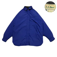 LLBean エルエルビーン GooseDownJacket グースダウンジャケット ShirtJacket シャツジャケット 80s SnapButton スナップボタン Polyester ポリエステル Cotton コットン Blue ブルー 青 M