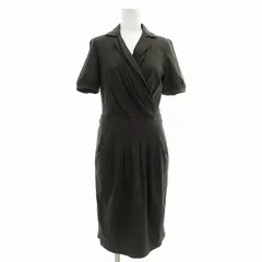 ポールスチュアート PAUL STUART 美品 カシュクールワンピース 半袖 ひざ丈 6 M 茶 ブラウン /AE ■GY99