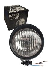 【新着商品】バイクライト バイク用 ヘッドライト ベーツライト バイザー付き 汎用 12cm カブ アメリカン ハーレー SR ビンテージ チョッパー ((本体：マットブラック／レンズ：透明))