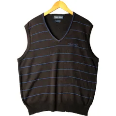 古着 ラルフローレン Ralph Lauren POLO GOLF ポロゴルフ ボーダー柄 Vネック ニットベスト メンズM相当/eaa591612