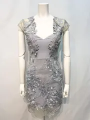 1682 DEA by ROBE de FLEURS ディアバイローブドフルール キャバクラ ドレス スパンコール フラワー刺繍 シースルー タイト ミニ キャバドレス S