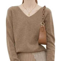 ☆ ブラウン ☆ Mサイズ ☆ ニットセーター ウール 柔らかい vネック ニット  レディース セーター ニットセーター ウール 柔らかい 長袖 おしゃれ トップス 無地 カジュアル 暖かい オシャレ 冬 秋冬 防寒 オフィス 通勤 シンプル きれいめ