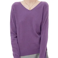 ☆ パープル ☆ Mサイズ ☆ ニットセーター ウール 柔らかい vネック ニット  レディース セーター ニットセーター ウール 柔らかい 長袖 おしゃれ トップス 無地 カジュアル 暖かい オシャレ 冬 秋冬 防寒 オフィス 通勤 シンプル きれいめ