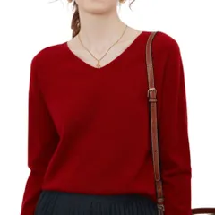 ☆ レッド ☆ XLサイズ ☆ ニットセーター ウール 柔らかい vネック ニット  レディース セーター ニットセーター ウール 柔らかい 長袖 おしゃれ トップス 無地 カジュアル 暖かい オシャレ 冬 秋冬 防寒 オフィス 通勤 シンプル きれいめ