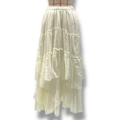 新品 未使用 タグ付き casa fline カーサフライン コットンティアードスカート ペチコート付き フレアスカート レース ウエストゴム 1213304078 白 ホワイト フリーサイズ レディース 春 夏 ゴーゴー古着久喜倉庫店 No.1332