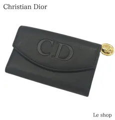 Christian Dior ディオール CDロゴ 6連キーケース ファスナーポケット付き レザー  ブラック 中古
