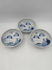 【K-1603】 丼  古伊万里 染付 山水図 伊万里焼 有田焼 和食器 19cm 3個セット