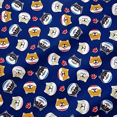 moonfarm 犬 猫 柄 綿 ポリ 生地 手芸用 全13種 長さ約2m 幅約160cm (柴犬ネイビー)のサムネイル