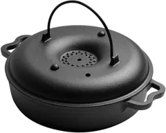 焼き芋器 鋳鉄 石焼きいも器 IH・ガスコンロ対応 多機能 石焼鍋 焼き芋メーカー 防錆処理 高熱伝導 厚手鋳鉄製 家庭用・アウトドア用 28cm