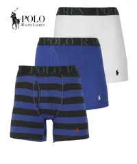 ラルフローレン ボクサーパンツ メンズ セット 3枚 前開き 下着 polo ralph lauren prl ロング s m l xl ブルーＳボーダーセット 正規品 新品 男性 rs71