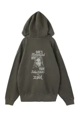 X-girl エックスガール 105254012017 MIX LOGO & FACE FADED ZIP UP SWEAT HOODIE ジップパーカー BLACK 正規通販 レディース