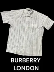 BURBERRY LONDON ロゴストライプ柄 半袖 LLサイズ メンズ ビジネス Ｙシャツ ブランド柄 バーバリーロンドン