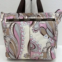 4587　LeSportsac レスポートサック　ナイロン　レディース　スモールエブリガールトート　トートバッグ　ハンドバッグ　肩がけ　ワンショルダー　手持ち　手提げ　総柄　ハート　花柄　ペイズリー　マーブル　ブラウン　ピンク　アイボリー