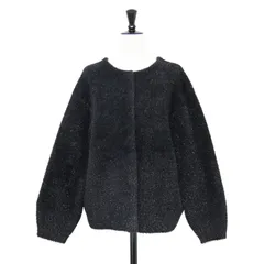 PLST プラステ カーディガン ブラック 黒 サイズ:M | 24秋冬 ラメ フェザーヤーン 2WAY カーディガン / ニット 長袖 クルーネック ワイドスリーブ コクーンシルエット 【レディース】【中古】