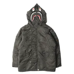 A BATHING APE ア ベイシング エイプ ジャケット オリーブドラブ サイズ:M | ALPHA シャーク N-3B フライトジャケット | アウター ブルゾン コート 上着 | コラボ【メンズ】【中古】