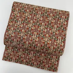 名古屋帯 毘沙門亀甲 素敵な織り出し 八寸 正絹 着物 MA-536