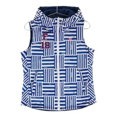 サイズ：M FILA GOLF フィラゴルフ ; フード付 リバーシブル 中綿 ジップベスト 総柄 ネイビー系 [240101542697] ゴルフウェア レディース ストスト