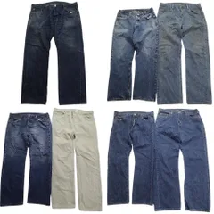 古着卸 まとめ売り リーバイス 501 デニム パンツ 7枚セット (メンズ 38 /40 ) フェード ストレート インディゴブルー 中古 古着 NC4732