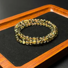 高級 EU製★太陽花タイチンルチル★黄金針水晶 金運 開運 ゴールド 3本巻きブレス パワーストーン 4.6-5.3mm ZB9587