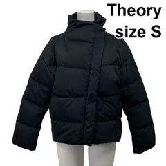 ◆ セオリー Theory ダウンジャケット ショート丈 アシンメトリー スタンドカラー 黒 ブラック フェザー S 7号 レディース S5W359