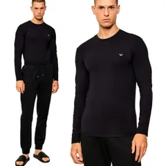 56 EMPORIO ARMANI エンポリオアルマーニ EM000383 AF14988 UC001 ブラック Tシャツ クールネック 長袖