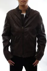 アルマーニ ブラックレザー シングルライダース シングルライダースジャケット | Armani Exchange