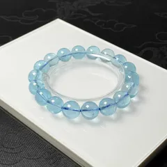 逸品 EU製★ブルートパーズ★ブレスレット パワーストーン 天然石 綺麗 お守り 10.7-11.2mm ZB9603