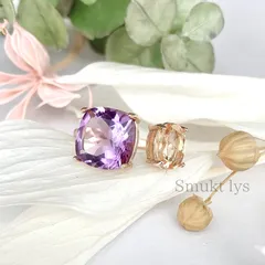 天然石 アメシスト シトリン フォークリング フリーサイズ ゴールド シルバー オープンリング 指輪 アレルギー対応