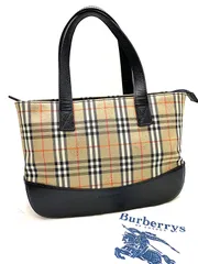 値下げ❗️《美品》BURBERRY バーバリー ノバチェック  ミニトートバッグ  ベージュ系 ×ブラウン系  キャンバス×レザー