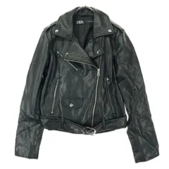 ZARA ザラ 長袖 フェイク レザージャケット S ブラック レディース 古着