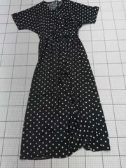 ◇ ⊂  PAIR MANON ドット柄ワンピース ブラック系 LLサイズ レディース E  【1508250040436】