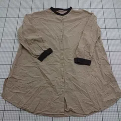 ◇ ⊇ Samansa Mos2 バンドカラーチュニック ベージュ系×チャコール系 サイズF レディース E  【1508250044236】