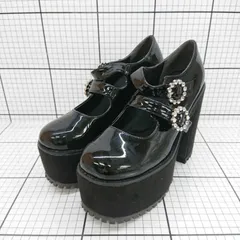 ◇ Θ Mafmof マフモフ 13cmヒールダブルビジュー パンプス サイズM ブラック系 レディース E  【1508250045776】