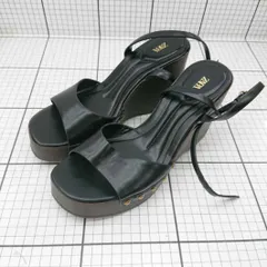 ◇ ⊂ 【ザラ ZARA】ブラック系 ウェッジソール サンダル 37サイズ レディース E  【1508250045721】
