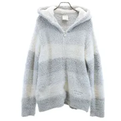 gelato pique ジェラートピケ ボーダー柄 長袖 ジップパーカー F ホワイト ルームウェア メンズ 古着