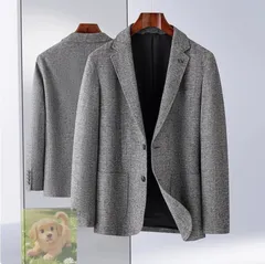 人気品上質ンズ ストライプ テーラードジャケット ウール混 着心地良い ノーアイロン 秋冬 通勤 細身 ビジネス ブレザー グレー