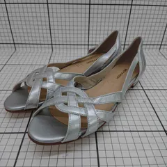◇ ⊂ MODE KAORI モード カオリ 大人フェミニン オープントゥ パンプス サイズ24.5㎝ シルバー系 レディース E  【1508260040396】