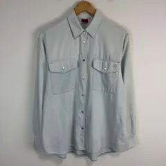 HUGO ヒューゴ 長袖シャツ デニムシャツ ワンポイントロゴ ロゴ刺繍 ライトブルー メンズ 古着 ストリート アメカジ